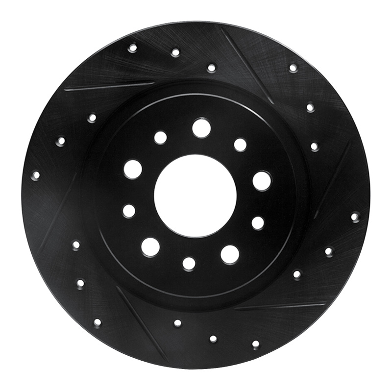 Fiat 500L Brake Rotor (1) - Rear Right - R1 Concepts - Drilled & Slotted - Black - `14-`19